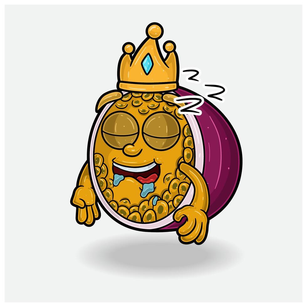 Passion Fruit Mascot Character Cartoon With Sleep expression. For brand, label, packaging and product. vector