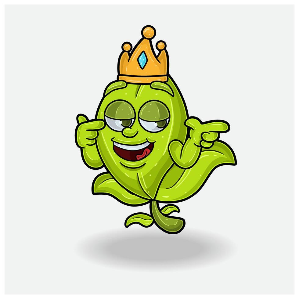 Tea Leaf Mascot Character Cartoon With Smug expression. For brand, label, packaging and product. vector