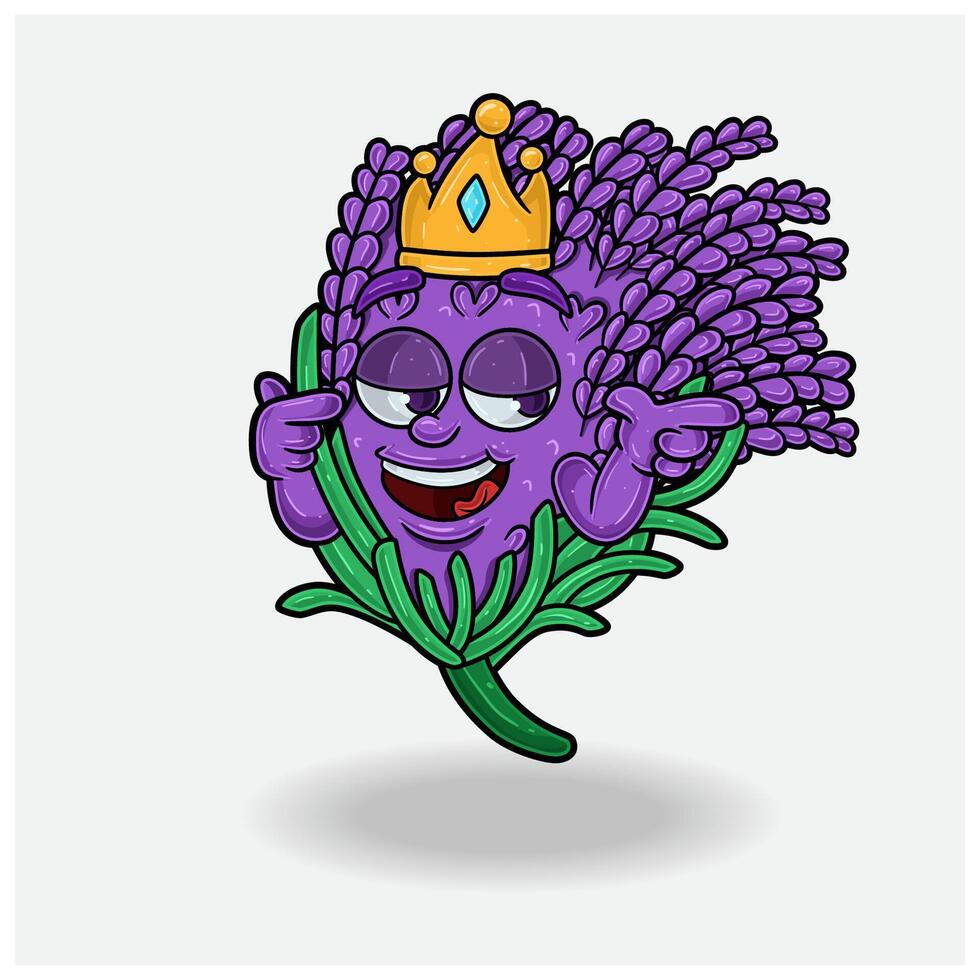 Smug expression with Lavender Crown Mascot Character Cartoon. vector