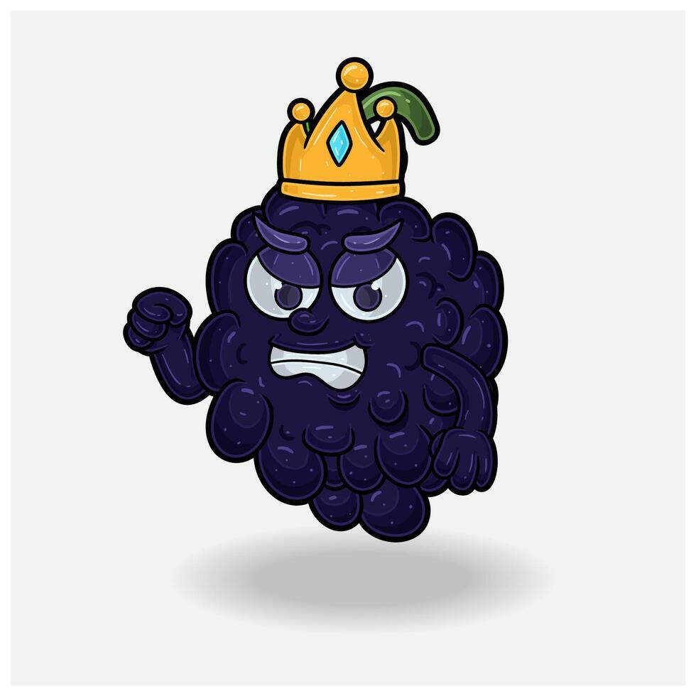 Blackberry Fruit Mascot Character Cartoon With Angry expression. For brand, label, packaging and product. vector
