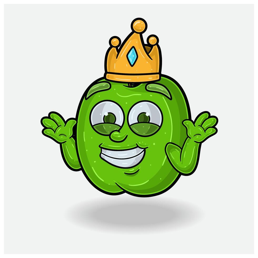 Green Apple Mascot Character Cartoon With Dont Know Smile expression. For brand, label, packaging and product. vector