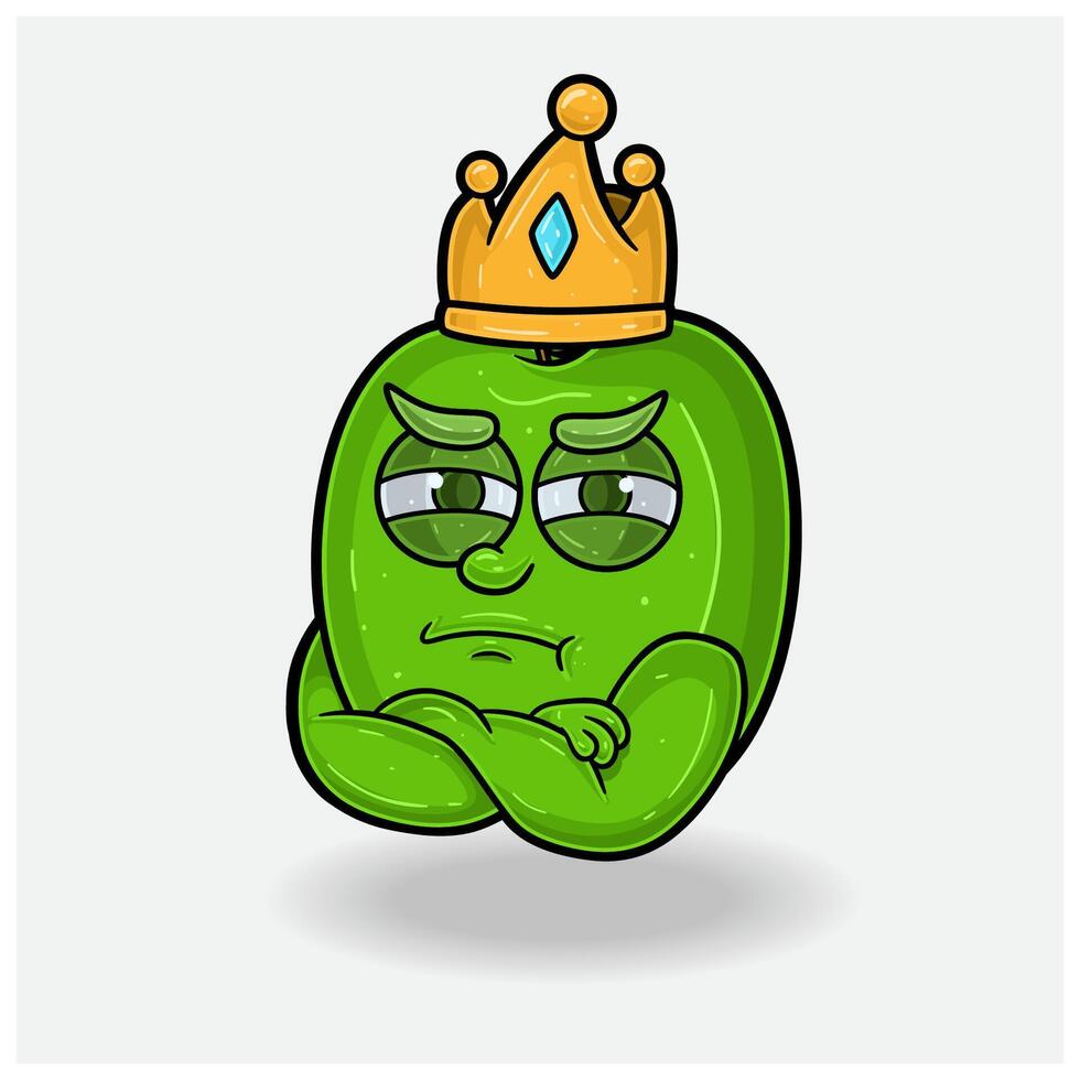 Green Apple Mascot Character Cartoon With Jealous expression. For brand, label, packaging and product. vector