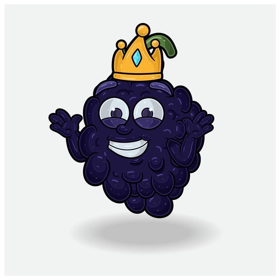 Blackberry Fruit Mascot Character Cartoon With Dont Know Smile expression. For brand, label, packaging and product. vector