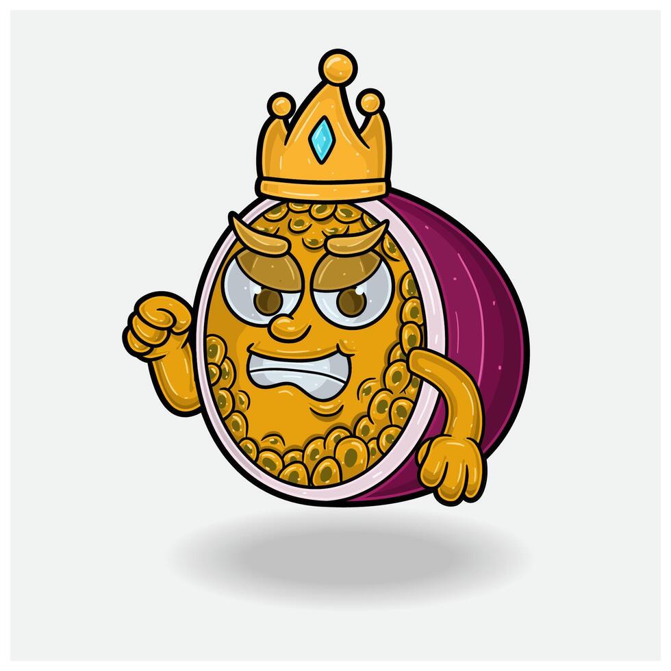 Passion Fruit Mascot Character Cartoon With Angry expression. For brand, label, packaging and product. vector