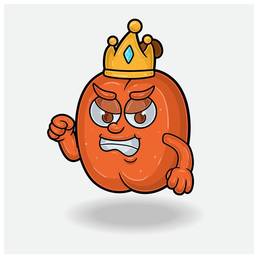 Peach Fruit Mascot Character Cartoon With Angry expression. For brand, label, packaging and product. vector