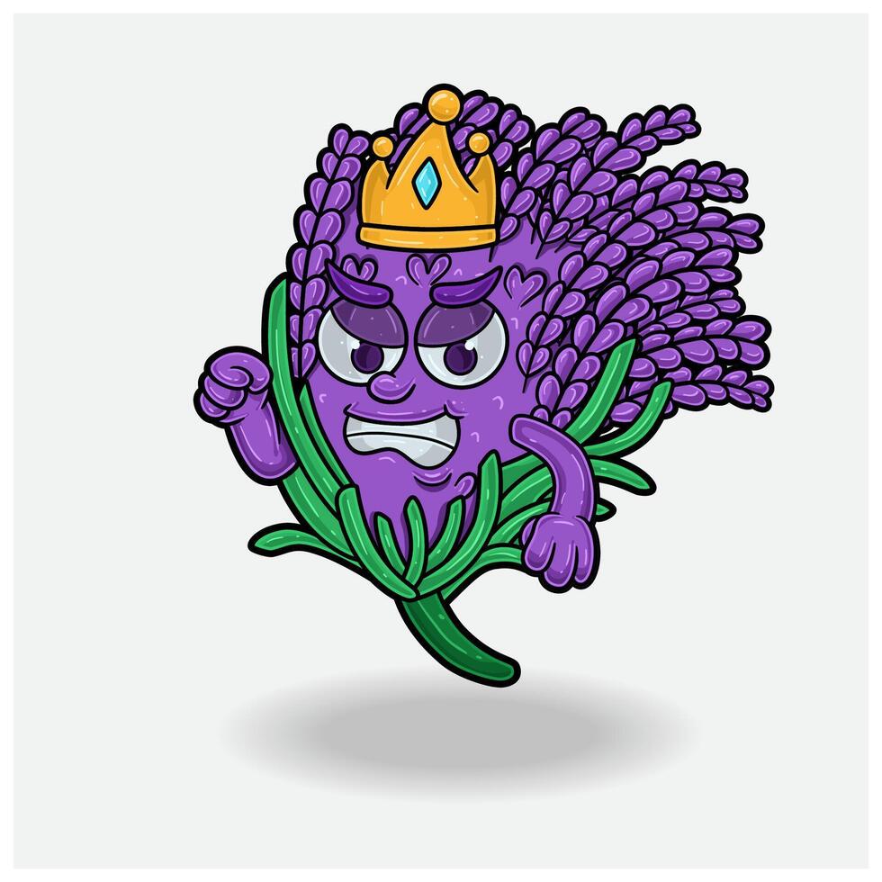 Angry expression with Lavender Crown Mascot Character Cartoon. vector
