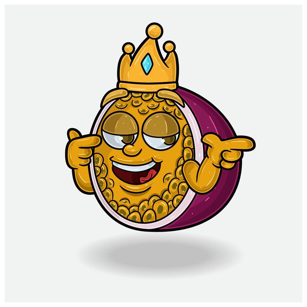 Passion Fruit Mascot Character Cartoon With Smug expression. For brand, label, packaging and product. vector