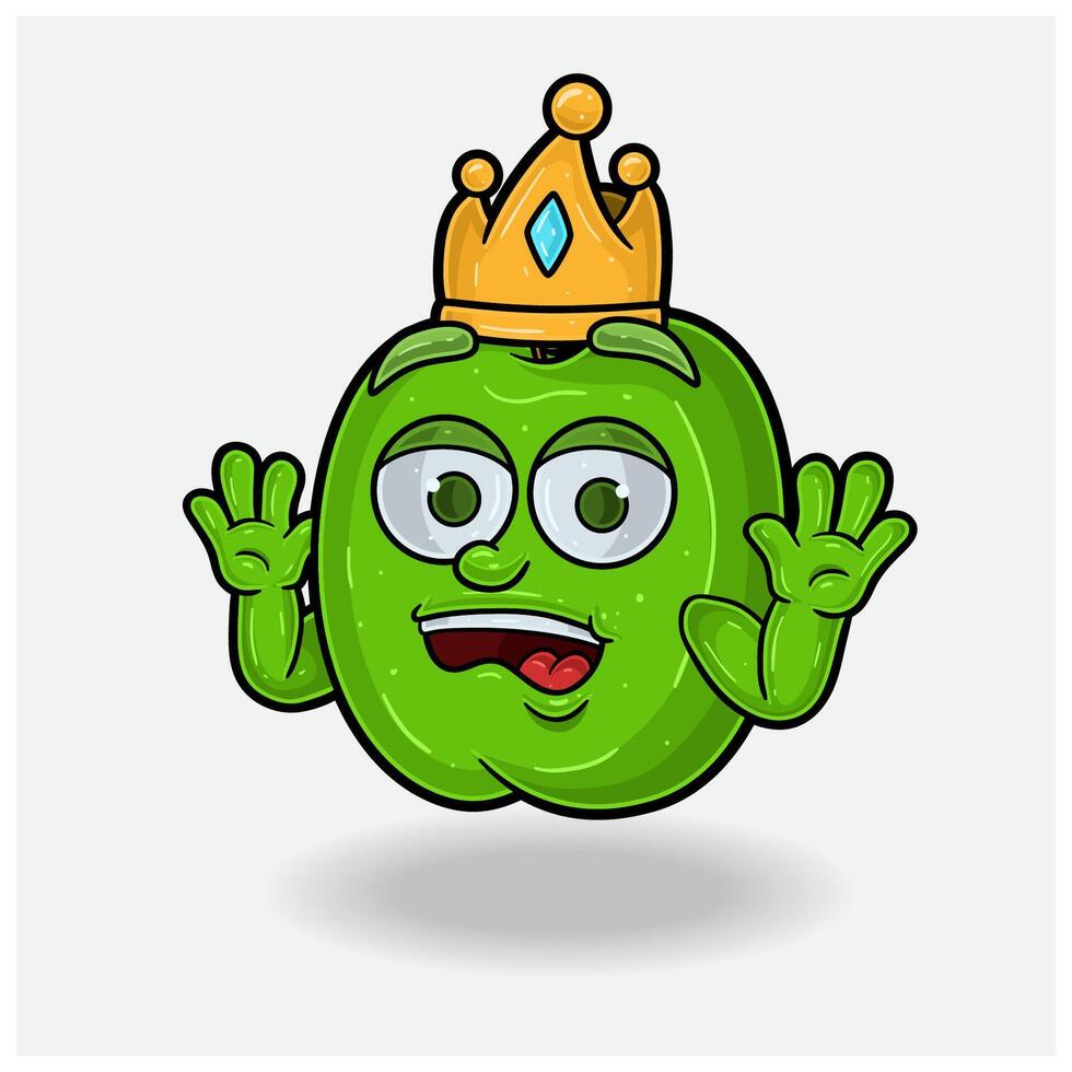 Green Apple Mascot Character Cartoon With Shocked expression. For brand, label, packaging and product. vector