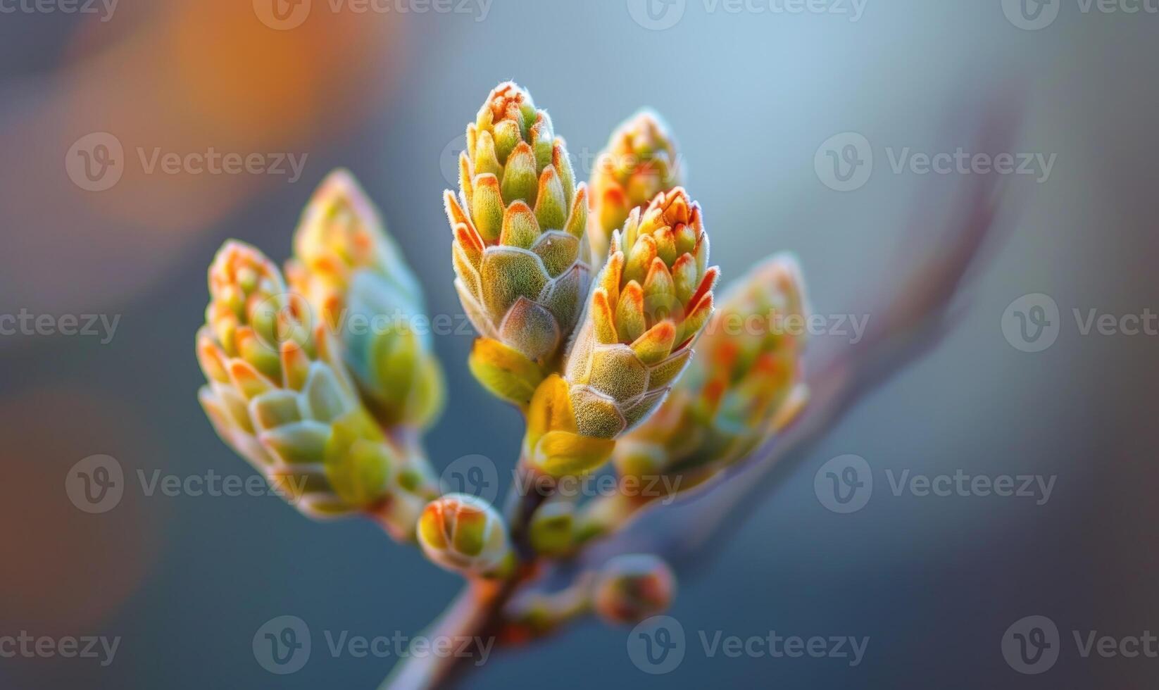 A close-up shot of Mimosa buds just beginning to bloom photo