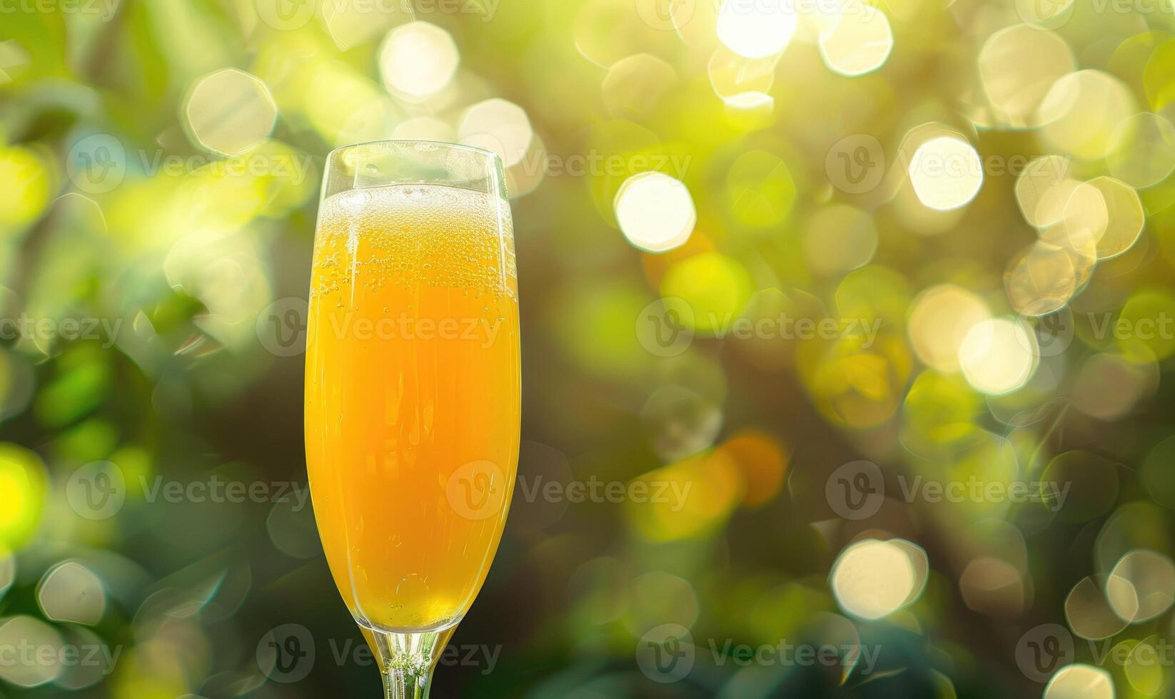 A close-up shot of a orange juce glass, bokeh lights photo