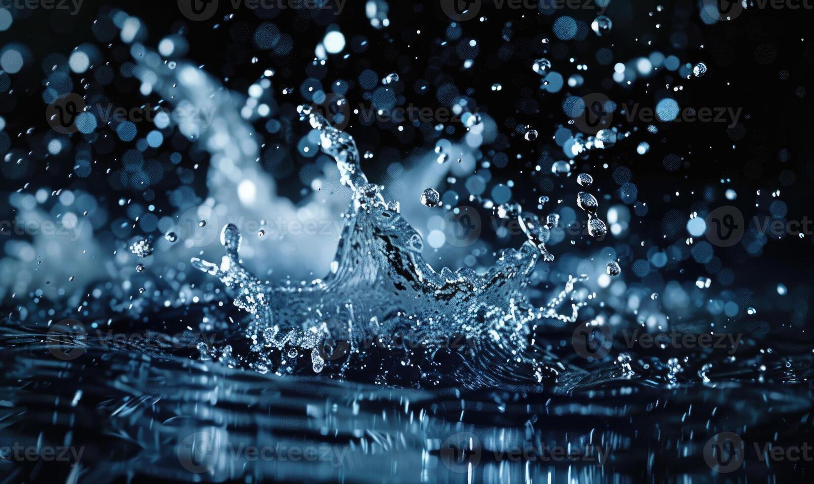 Water explosion on black background photo