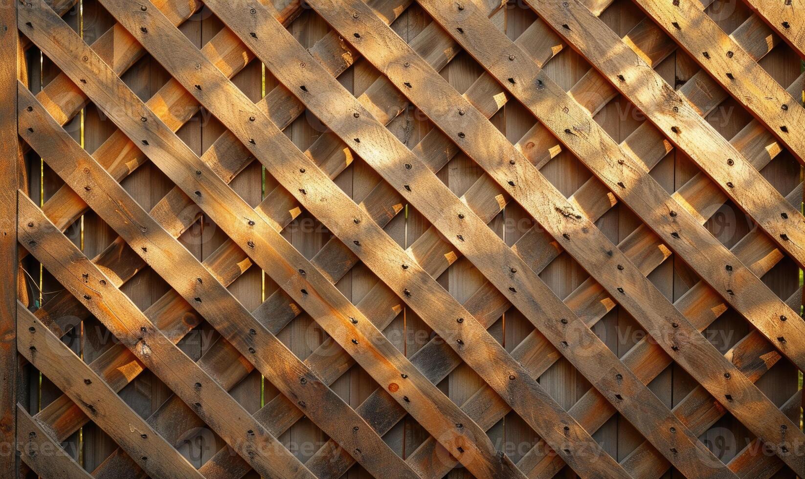 Wooden lattice fence, natural wood background photo