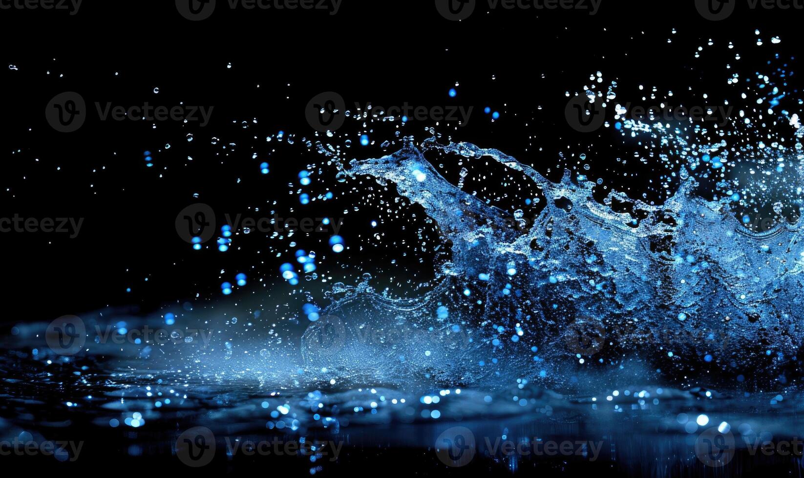 Water explosion on black background photo