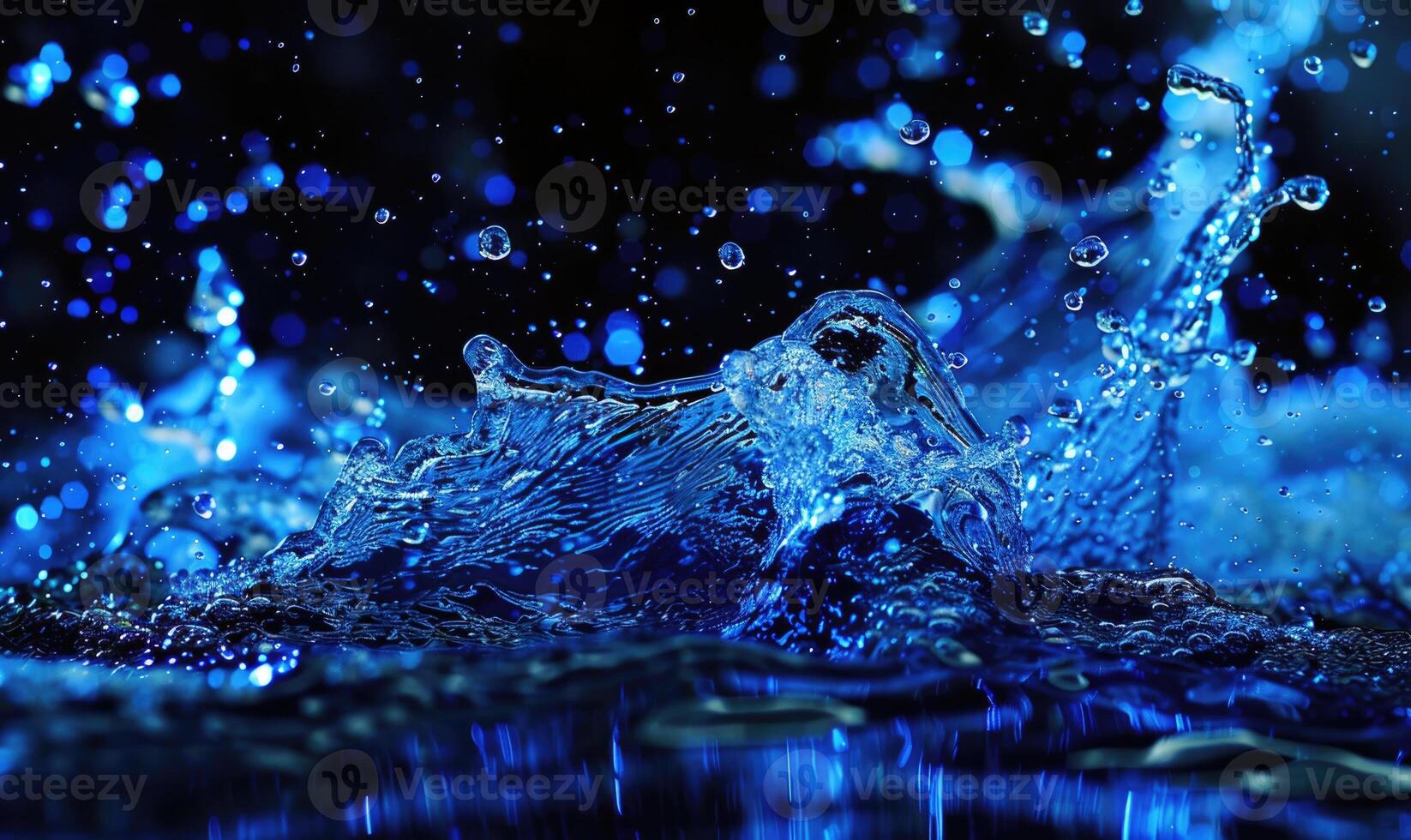 Water explosion on black background photo