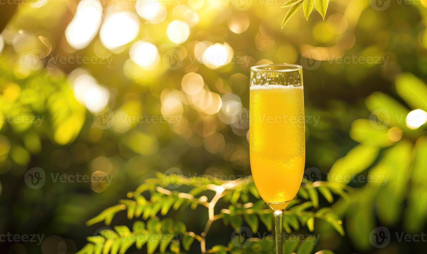 A close-up shot of a orange juce glass, bokeh lights photo