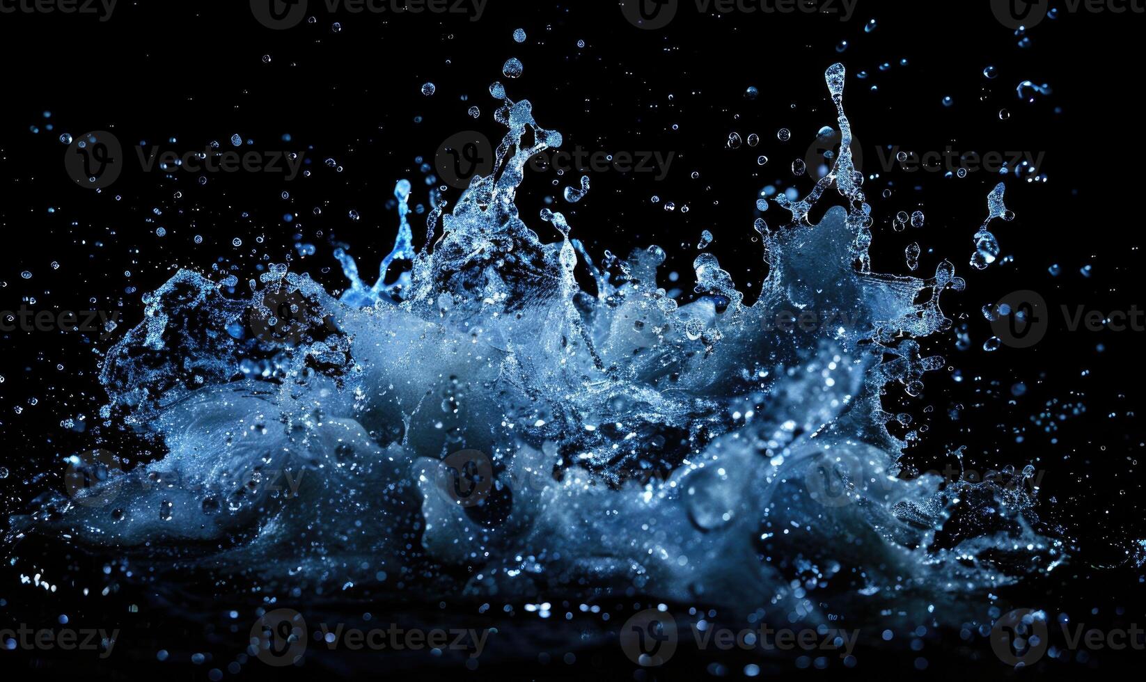 Water explosion on black background photo
