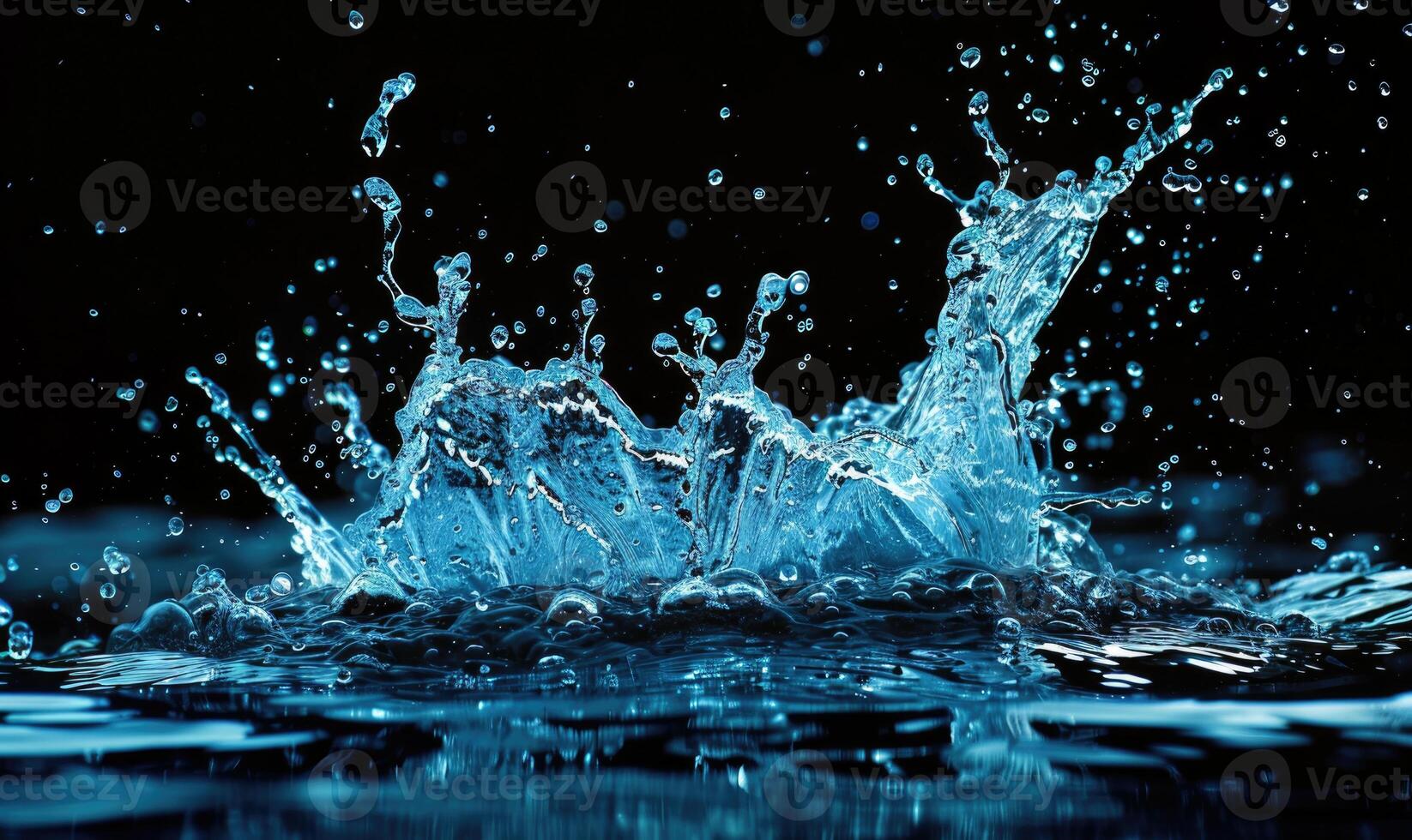 Water explosion on black background photo