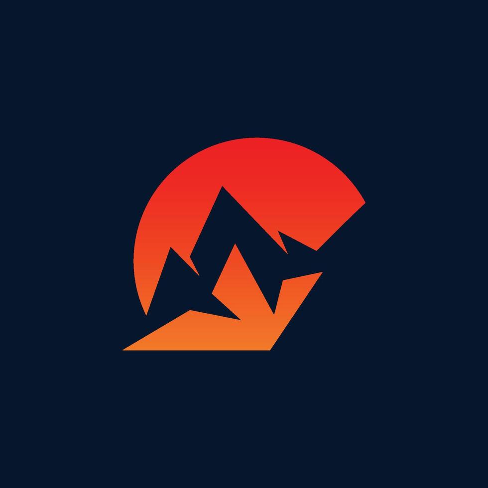 hill logo with abstract orange color vector