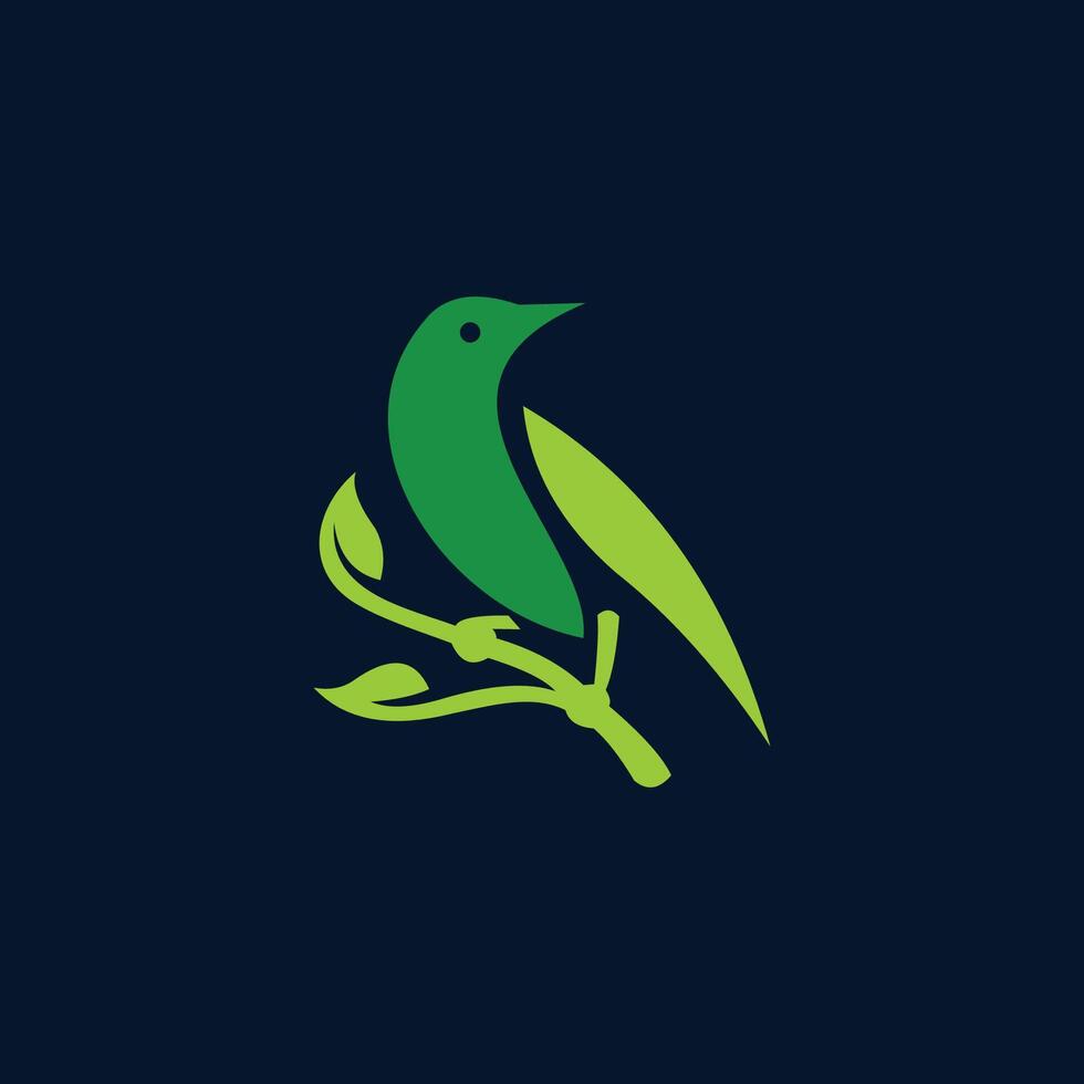 bird logo design perched on a tree branch vector