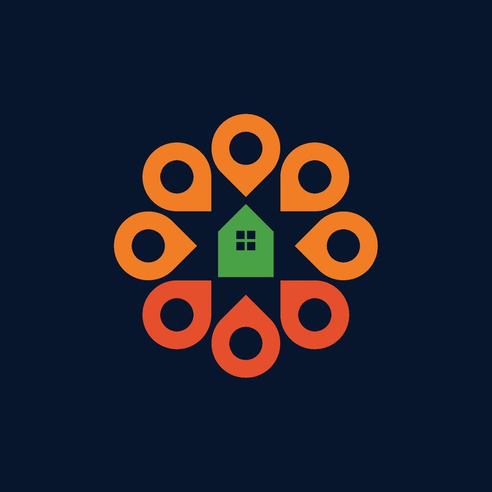 house design surrounded by place markers vector