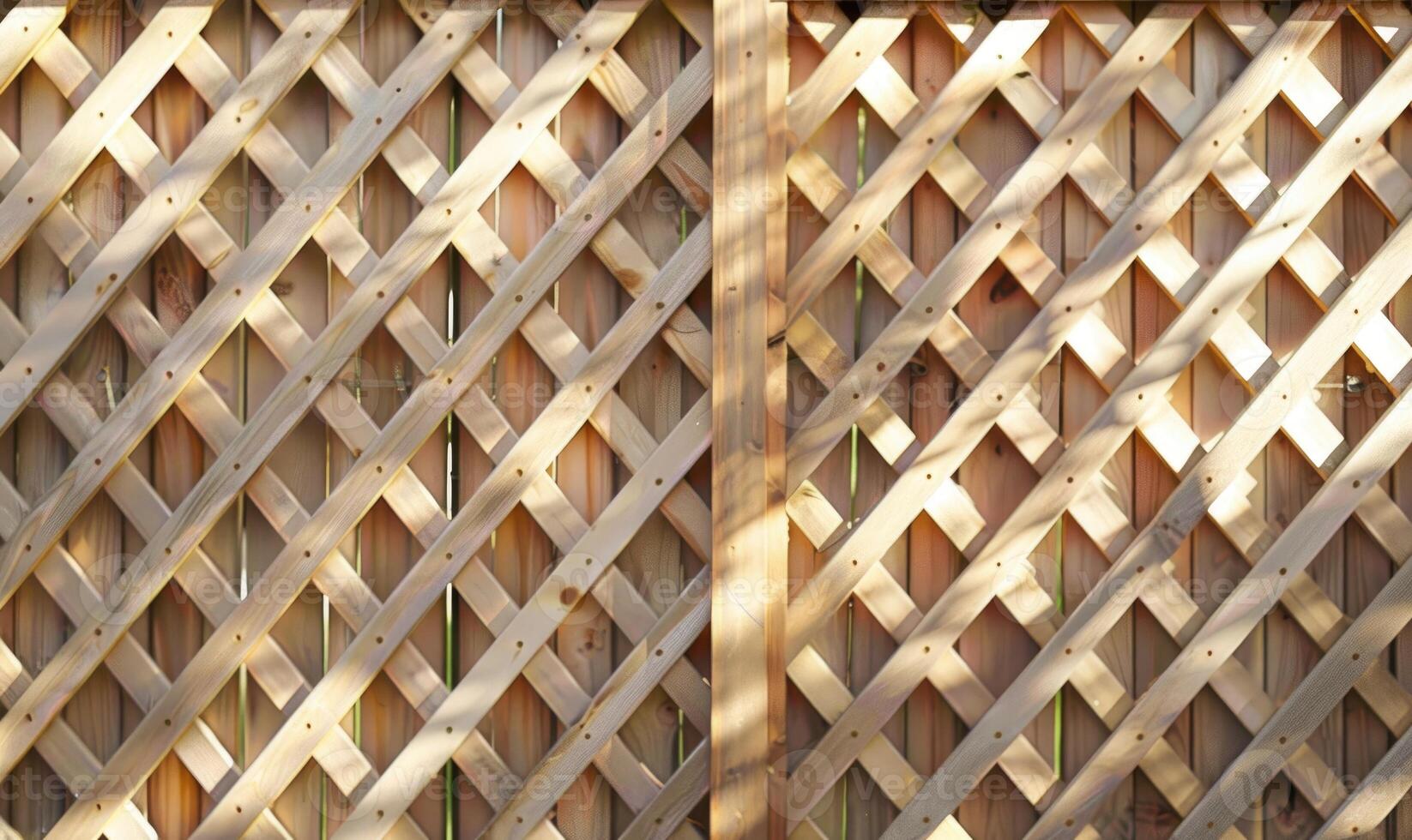 Wooden lattice fence, natural wood background photo