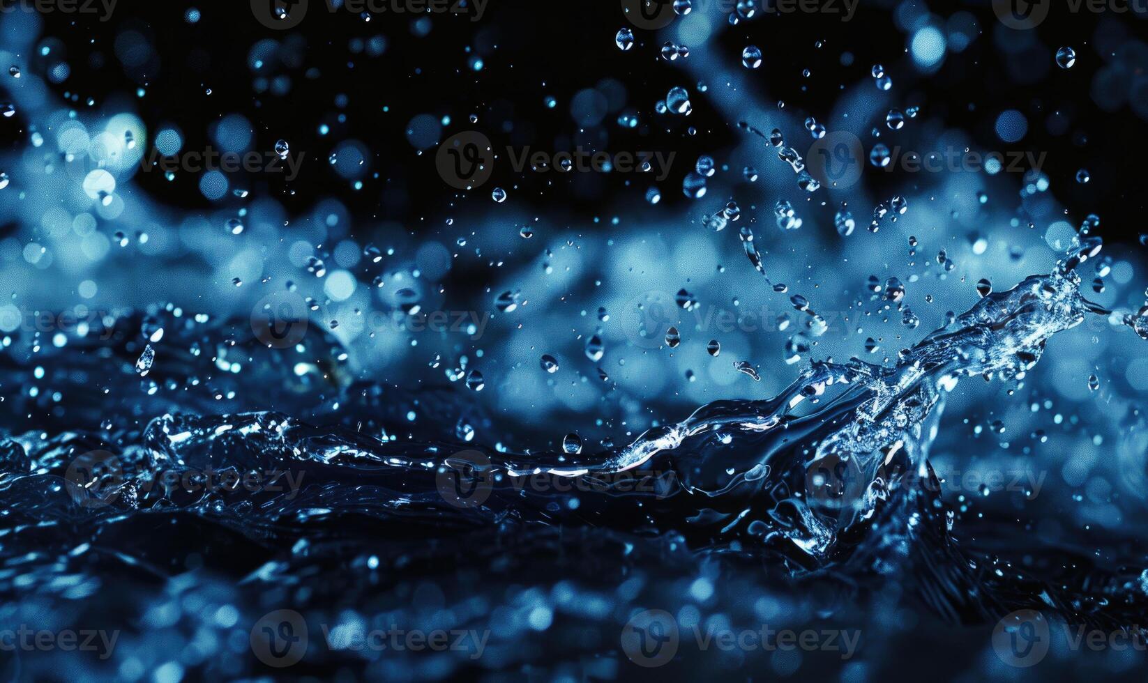 Water explosion on black background photo