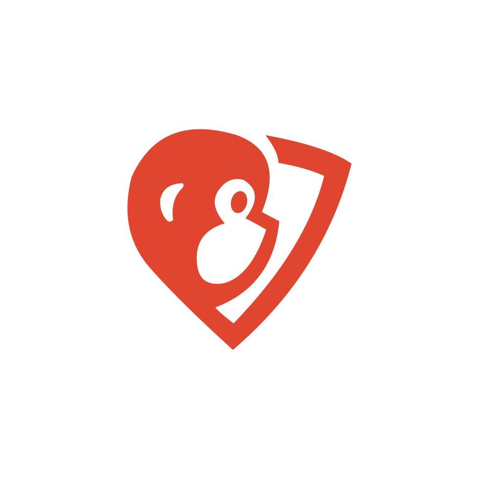 logo monkey and heart. health icon vector
