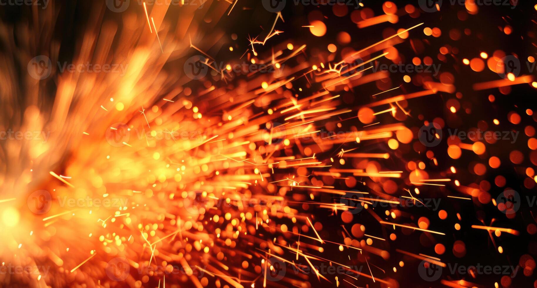 Extreme close-up of a controlled explosion, showcasing the intricate details of flames and sparks against a dark backdrop photo