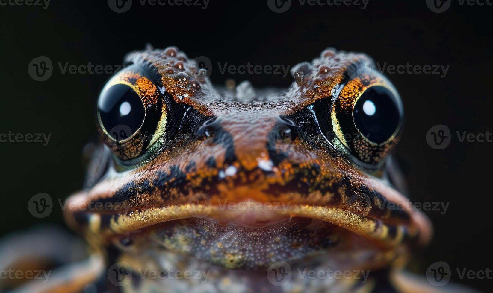 Macro portrait of a Rana arvalis with emphasis on eyes photo