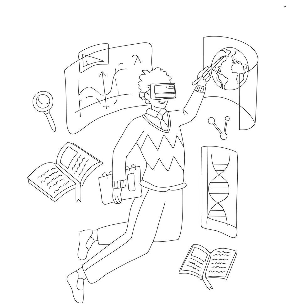 Knowledge. Science. Future. Technology. 3D reality. vector
