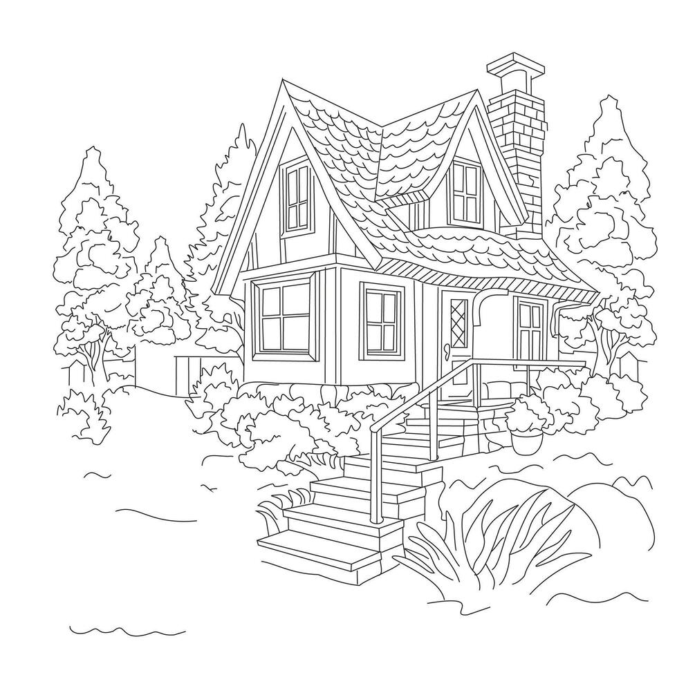 Home. Parents' home. A cozy dacha. vector