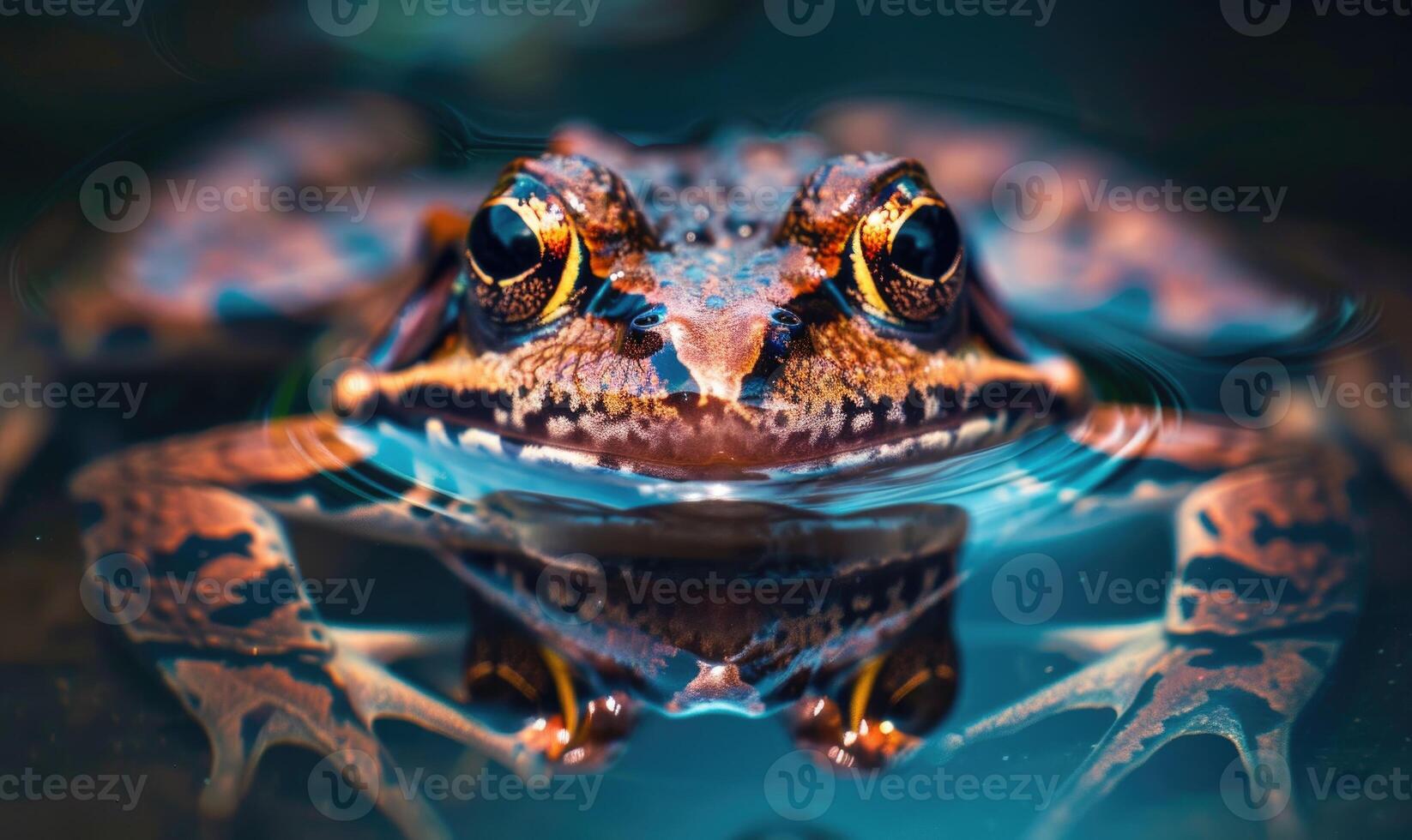 Macro portrait of a Rana arvalis in water photo