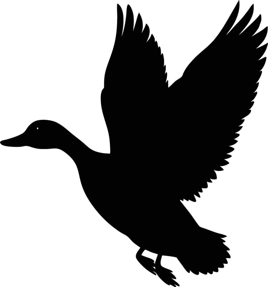 A flying duck black silhouette art design on white background vector