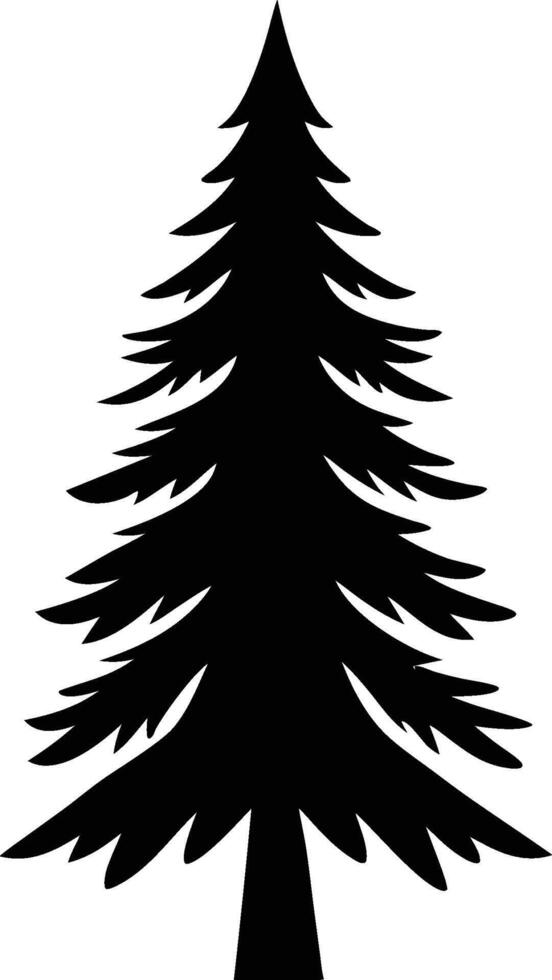 A black and white silhouette of a pine tree vector