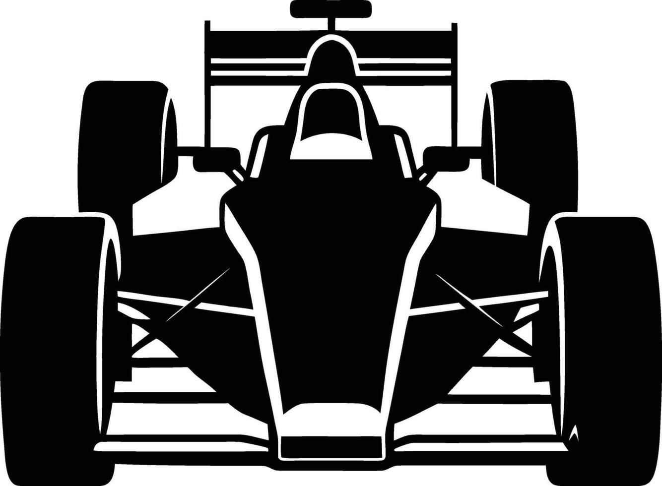 A black and white silhouette of a racing car vector
