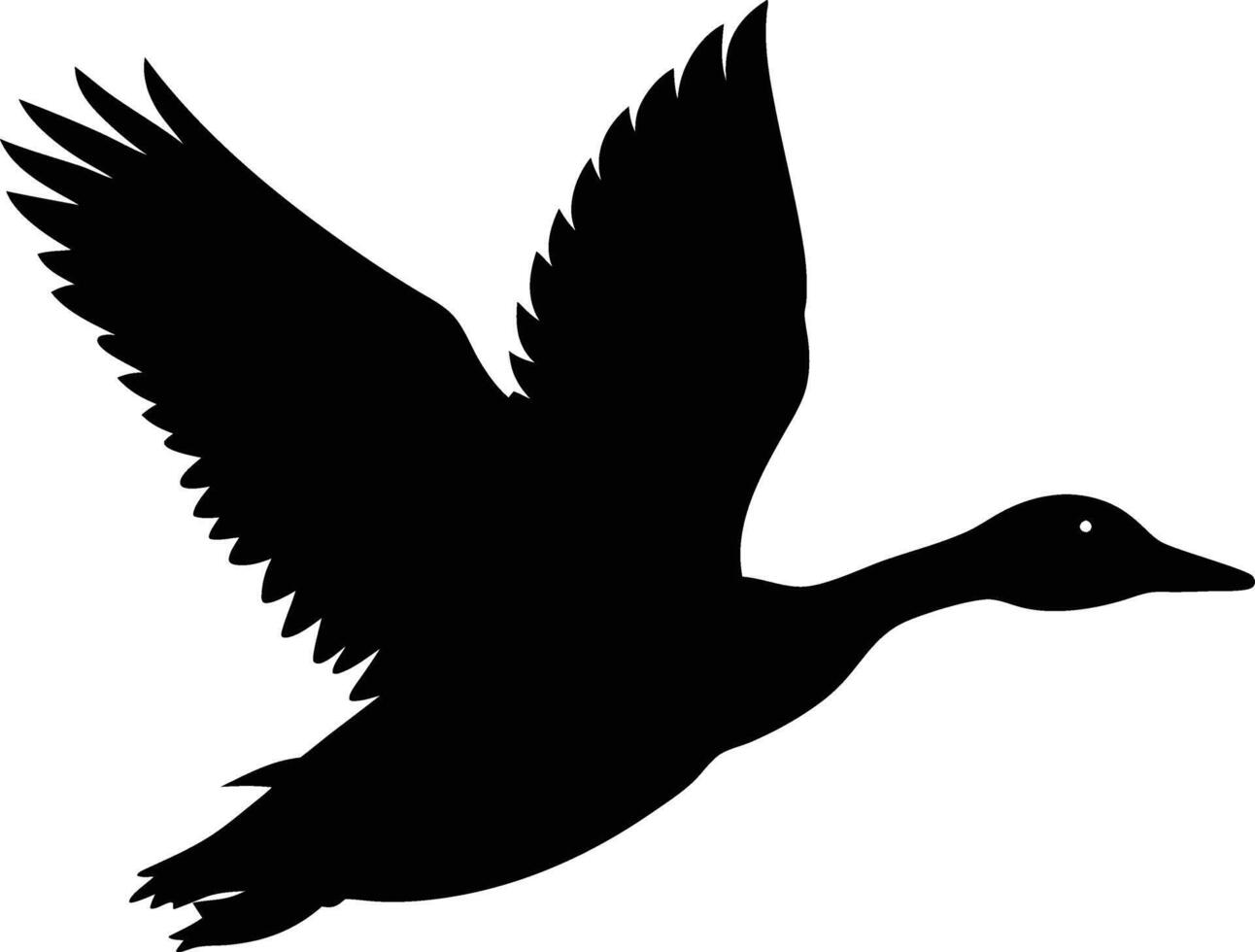 A flying duck black silhouette art design on white background vector
