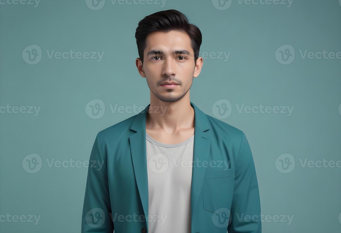 Positive man on clean background photo