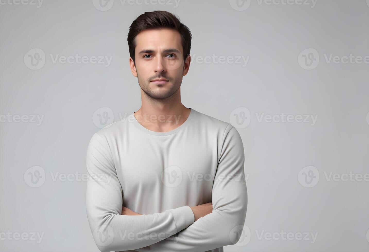 Positive man on clean background photo
