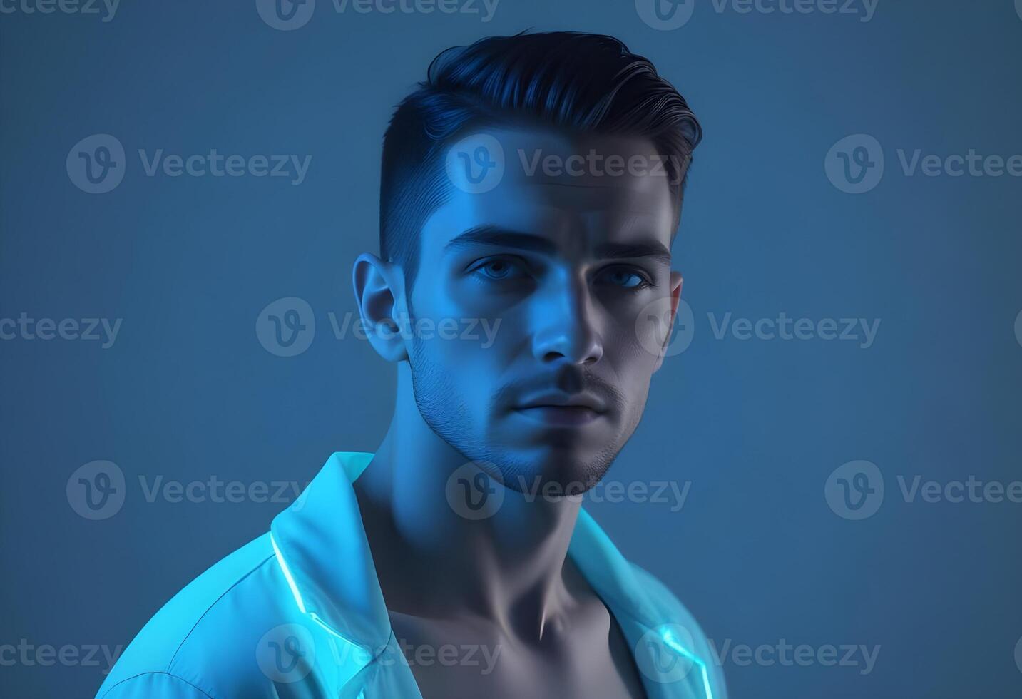 Positive man on clean background photo