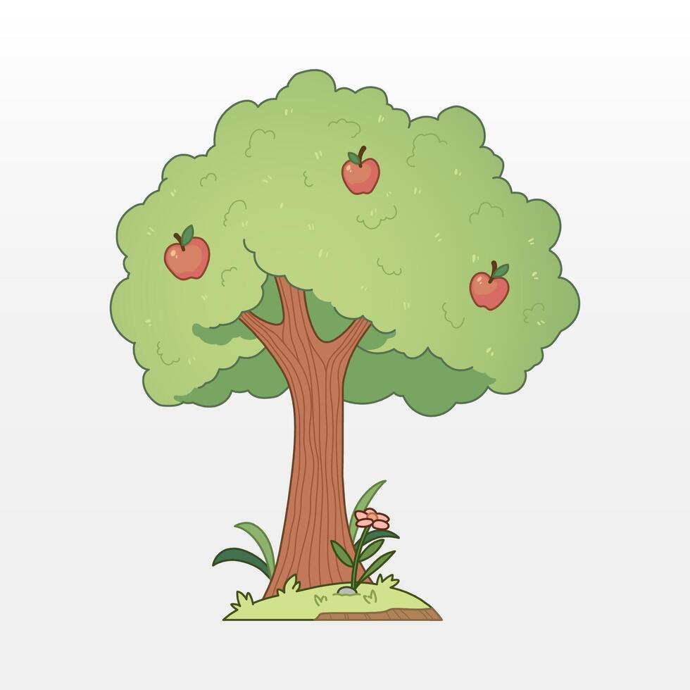 apple tree cartoon vector