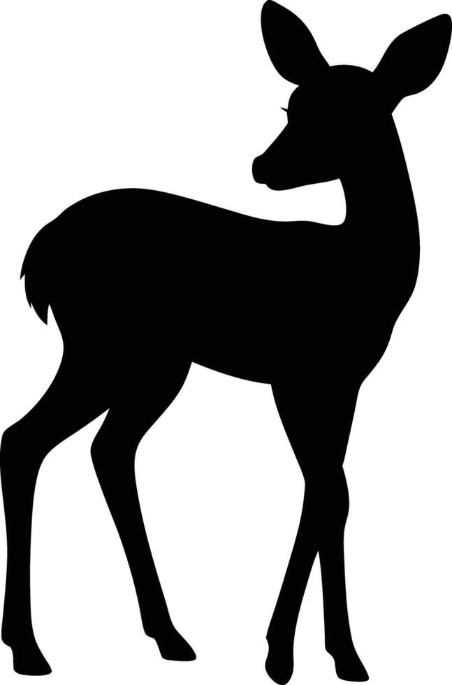 A silhouette of a baby deer standing on a white background vector