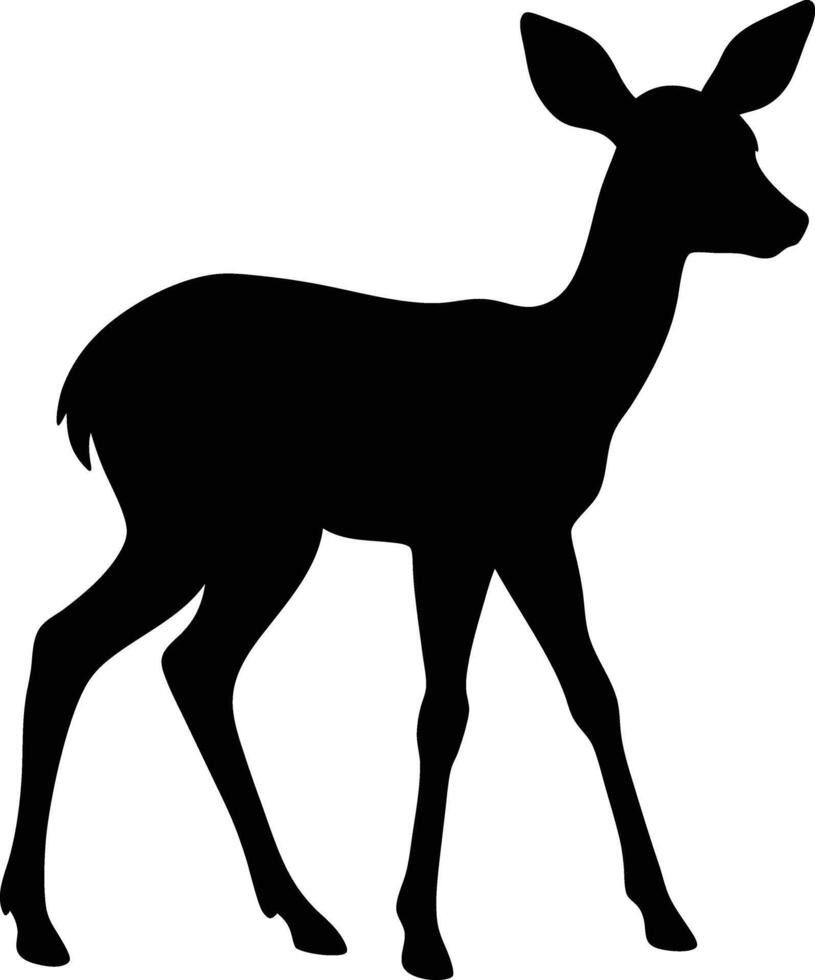 A silhouette of a baby deer standing on a white background vector