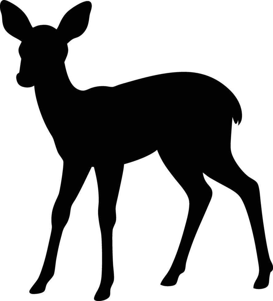 A silhouette of a baby deer standing on a white background vector
