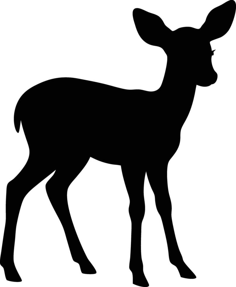 A silhouette of a baby deer standing on a white background vector