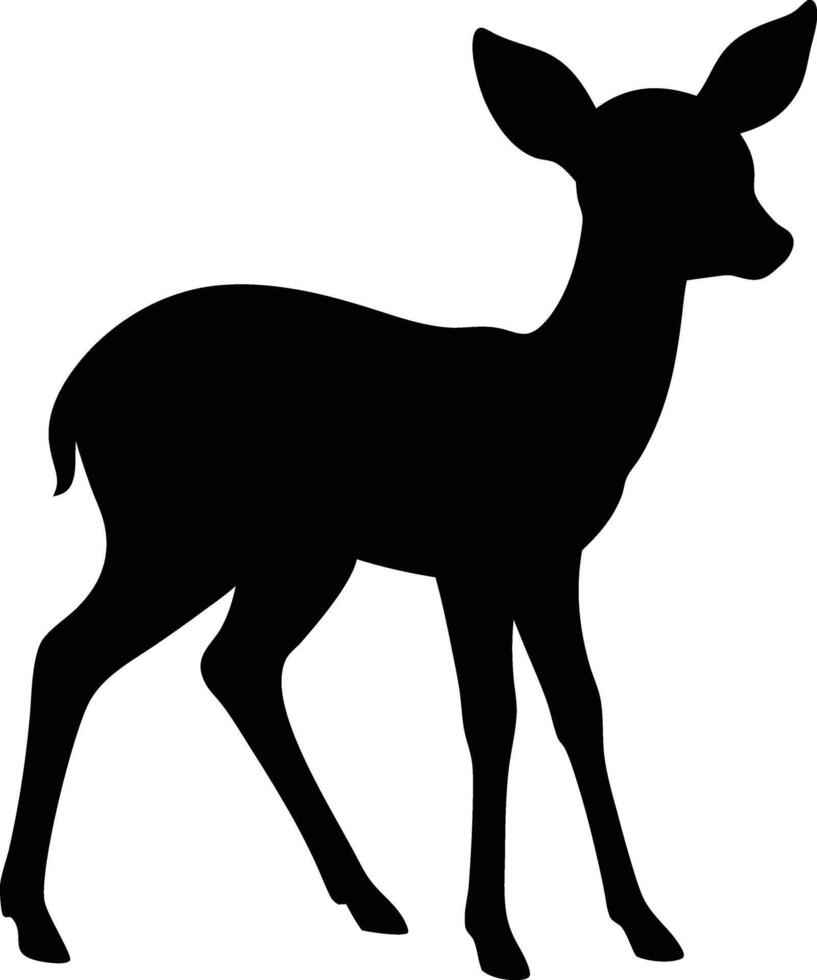 A silhouette of a baby deer standing on a white background vector