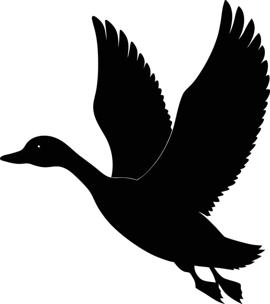 A flying duck black silhouette art design on white background vector