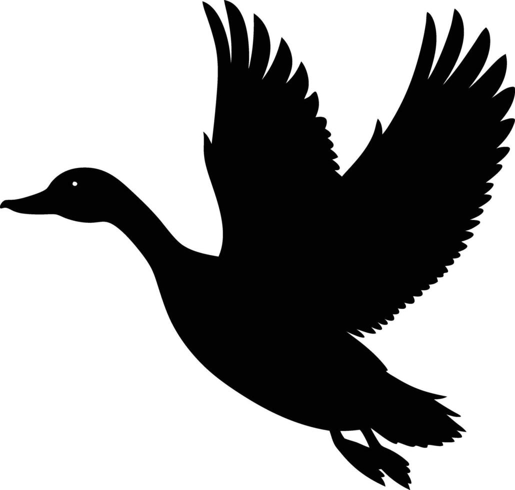 A flying duck black silhouette art design on white background vector