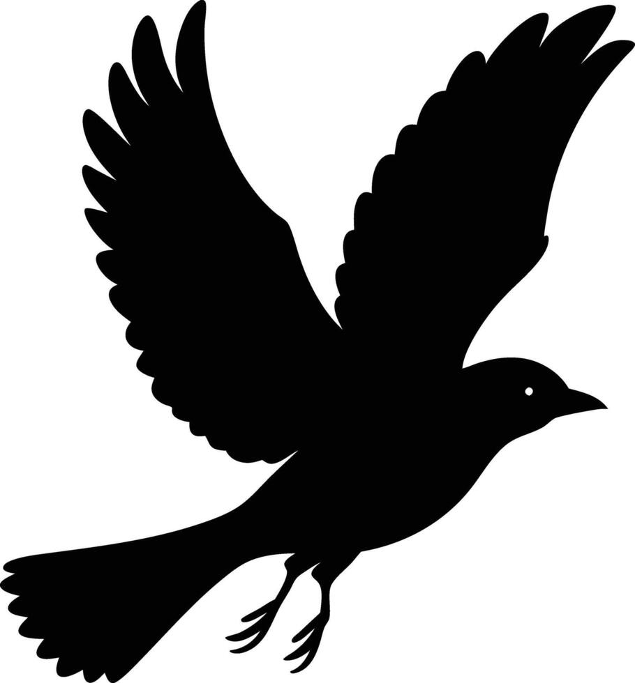 Flying bird dark silhouette art design isolated on white background vector