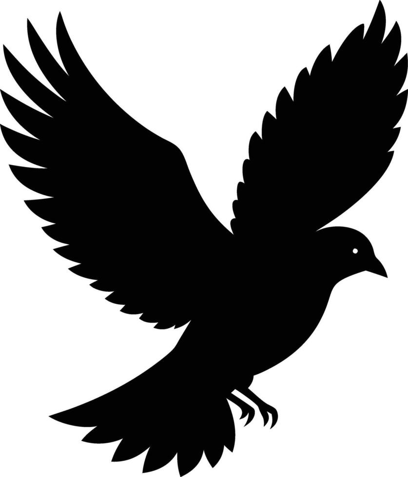Flying bird dark silhouette art design isolated on white background vector