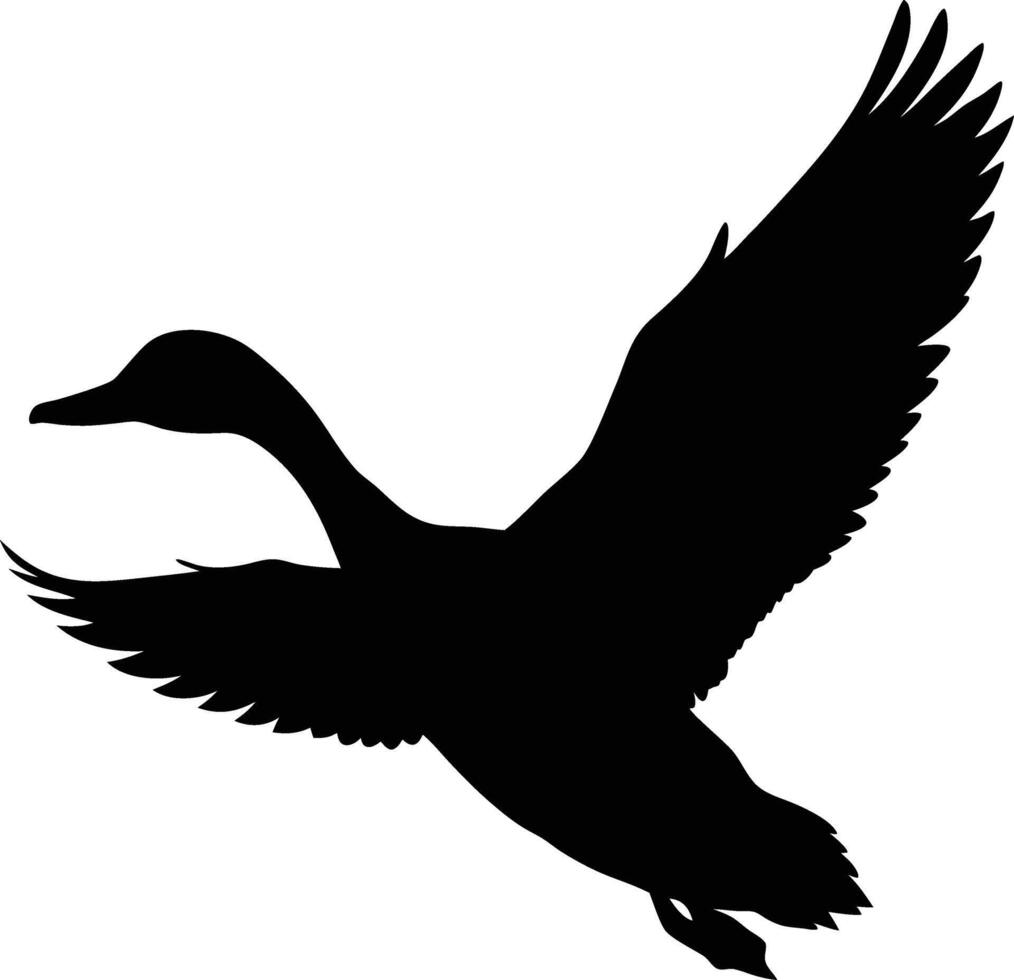 A flying duck black silhouette art design on white background vector